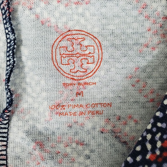 Tory Burch Dahlia Dress Size M Long Sleeve Navy Floral Drop Waist Pima Cotton - Picture 10 of 11